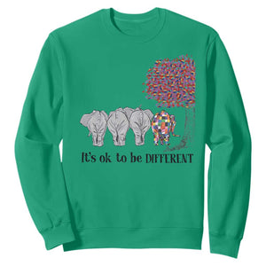 Autism Awareness Elephant Sweatshirt It's Ok To Be A Little Different TS01 Irish Green Printyourwear