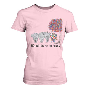 Autism Awareness Elephant T Shirt For Women It's Ok To Be A Little Different TS01 Light Pink Printyourwear
