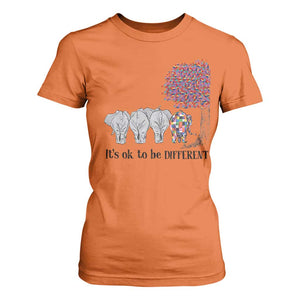 Autism Awareness Elephant T Shirt For Women It's Ok To Be A Little Different TS01 Orange Printyourwear