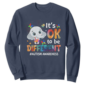 World Autism Day Sweatshirt It's Okay To Be Different Elephant TS01 Navy Printyourwear