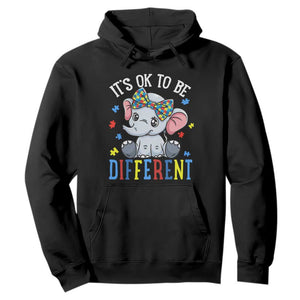 Autism Month Hoodie It's Okay To Be Different Elephant TS01 Black Printyourwear