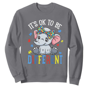 Autism Month Sweatshirt It's Okay To Be Different Elephant TS01 Charcoal Printyourwear