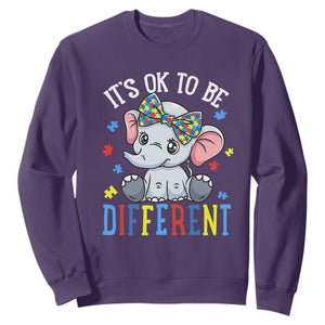 Autism Month Sweatshirt It's Okay To Be Different Elephant TS01 Purple Printyourwear