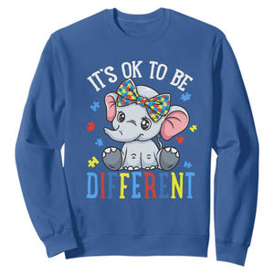 Autism Month Sweatshirt It's Okay To Be Different Elephant TS01 Royal Blue Printyourwear