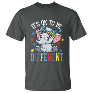 Autism Month T Shirt It's Okay To Be Different Elephant TS01 Dark Heather Printyourwear