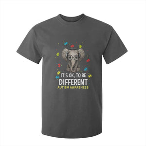 Autism Awareness Elephant T Shirt For Kid It's Okay To Be Different TS01 Dark Heather Printyourwear