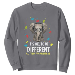 Autism Awareness Elephant Sweatshirt It's Okay To Be Different TS01 Charcoal Printyourwear