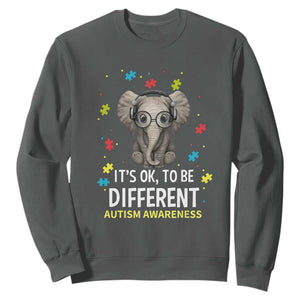 Autism Awareness Elephant Sweatshirt It's Okay To Be Different TS01 Dark Heather Printyourwear