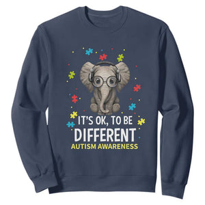 Autism Awareness Elephant Sweatshirt It's Okay To Be Different TS01 Navy Printyourwear
