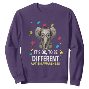 Autism Awareness Elephant Sweatshirt It's Okay To Be Different TS01 Purple Printyourwear