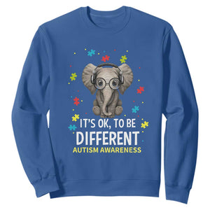 Autism Awareness Elephant Sweatshirt It's Okay To Be Different TS01 Royal Blue Printyourwear
