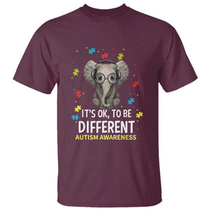 Autism Awareness Elephant T Shirt It's Okay To Be Different TS01 Maroon Printyourwear