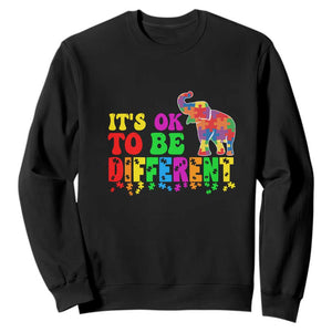 Autism Speaks Sweatshirt It's Okay To Be Different Elephant TS01 Black Printyourwear