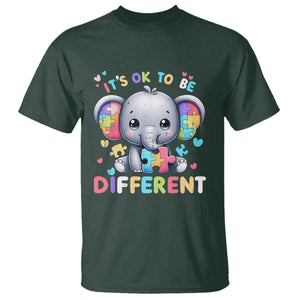 Cute Elephant Autism Awareness T Shirt Its Ok To Be Different TS01 Dark Forest Green Printyourwear