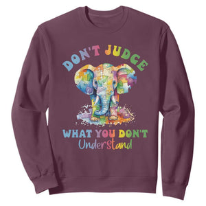 Autism Awareness Acceptance Elephant Sweatshirt It's OK To Be Different TS01 Maroon Printyourwear