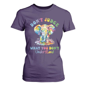 Autism Awareness Acceptance Elephant T Shirt For Women It's OK To Be Different TS01 Purple Printyourwear
