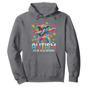 Autism Awareness Dabbing Elephant Hoodie Its Ok To Be Different TS01 Charcoal Printyourwear
