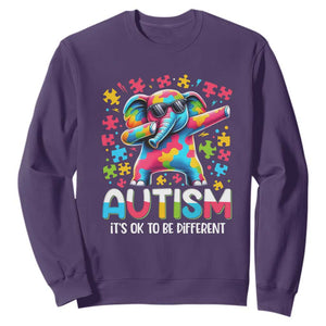 Autism Awareness Dabbing Elephant Sweatshirt Its Ok To Be Different TS01 Purple Printyourwear