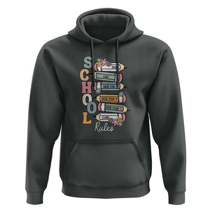 Back to School Teacher Hoodie Classroom Rules, Share, Care, Learn TS01 Dark Heather Print Your Wear