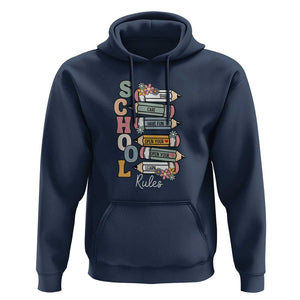 Back to School Teacher Hoodie Classroom Rules, Share, Care, Learn TS01 Navy Print Your Wear