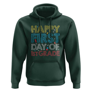 Happy First Day of 1st Grade Hoodie Back to School for Girls & Boys TS01 Dark Forest Green Print Your Wear