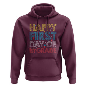 Happy First Day of 1st Grade Hoodie Back to School for Girls & Boys TS01 Maroon Print Your Wear