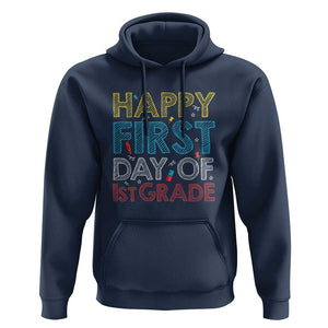 Happy First Day of 1st Grade Hoodie Back to School for Girls & Boys TS01 Navy Print Your Wear