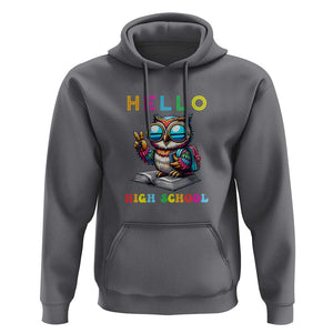 Hello High School Owl Lover Hoodie Back to School for Boys & Girls TS01 Charcoal Print Your Wear