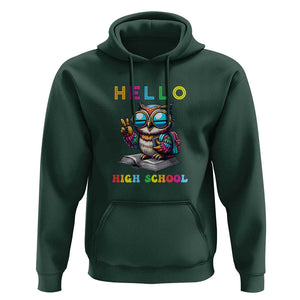 Hello High School Owl Lover Hoodie Back to School for Boys & Girls TS01 Dark Forest Green Print Your Wear