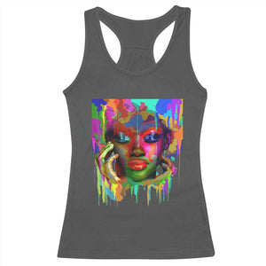 Afro Woman Graphic Racerback Tank Top African Pride Color Painted TS01 Dark Heather Print Your Wear