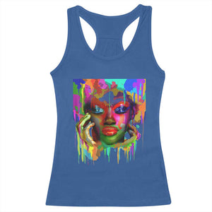 Afro Woman Graphic Racerback Tank Top African Pride Color Painted TS01 Royal Blue Print Your Wear