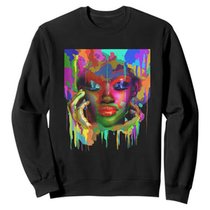 Cool African Woman Afro Color Painted Face Sweatshirt TS01 Black Printyourwear