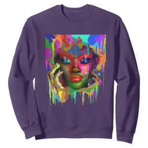 Cool African Woman Afro Color Painted Face Sweatshirt TS01 Purple Printyourwear