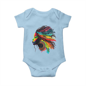 Proud Afro Roots Baby Onesie Rainbow Dashiki African Tribal Woman Natural Hair TS01 Light Blue Print Your Wear