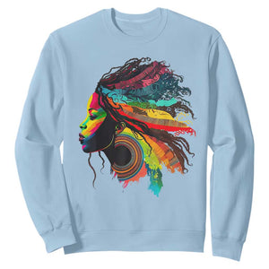My Roots Afro Sweatshirt Rainbow Dashiki African Tribal Woman Natural Roots Hair TS01 Light Blue Printyourwear