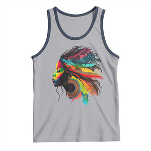 Proud Afro Roots Tank Top Rainbow Dashiki African Tribal Woman Natural Hair TS01 Athletic Heather Navy Print Your Wear