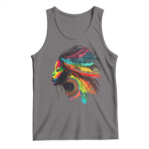 Proud Afro Roots Tank Top Rainbow Dashiki African Tribal Woman Natural Hair TS01 Deep Heather Print Your Wear