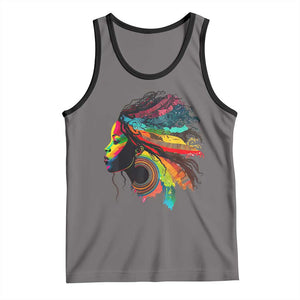 Proud Afro Roots Tank Top Rainbow Dashiki African Tribal Woman Natural Hair TS01 Deep Heather Black Print Your Wear