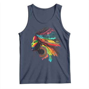 Proud Afro Roots Tank Top Rainbow Dashiki African Tribal Woman Natural Hair TS01 Navy Print Your Wear