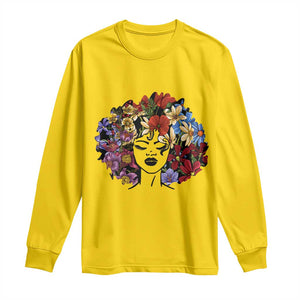 Black History Long Sleeve Shirt For Women Afro Flower Hair Juneteenth TS01 Daisy Print Your Wear
