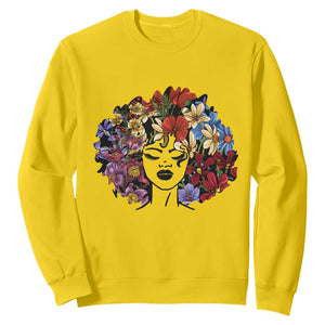 Black History Themed Sweatshirt For Women Afro Flower Hair Juneteenth TS01 Daisy Printyourwear