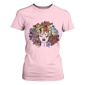Black History T Shirt For Women For Women Afro Flower Hair Juneteenth TS01 Light Pink Print Your Wear