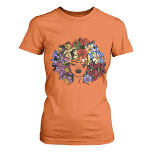 Black History T Shirt For Women For Women Afro Flower Hair Juneteenth TS01 Orange Print Your Wear