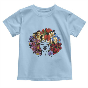 Black History Toddler T Shirt For Women Afro Flower Hair Juneteenth TS01 Light Blue Print Your Wear