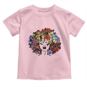 Black History Toddler T Shirt For Women Afro Flower Hair Juneteenth TS01 Light Pink Print Your Wear