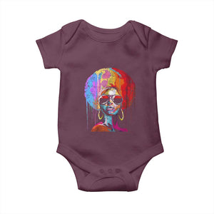 Afro Woman Baby Onesie Black Queen Melanin Dripping Juneteenth TS01 Maroon Print Your Wear