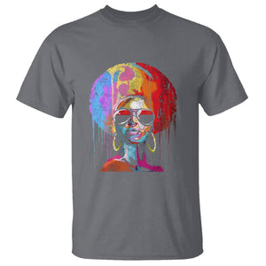 Womens Black Queen Afro Melanin Dripping Juneteenth T Shirt TS01 Charcoal Printyourwear