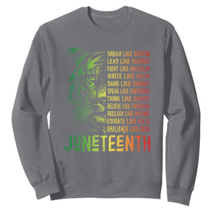 Juneteenth Sweatshirt Dream Like Leaders TS01 Charcoal Printyourwear