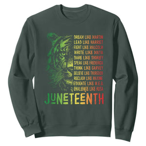 Juneteenth Sweatshirt Dream Like Leaders TS01 Dark Forest Green Printyourwear