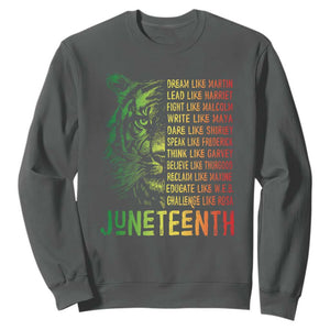 Juneteenth Sweatshirt Dream Like Leaders TS01 Dark Heather Printyourwear